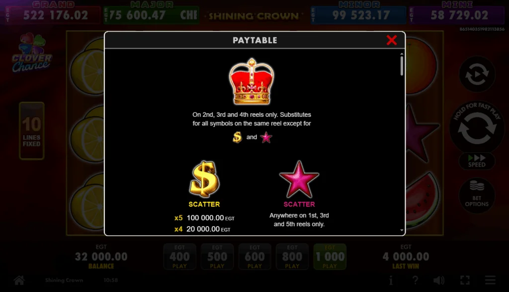 how to play Shining Crown slot game