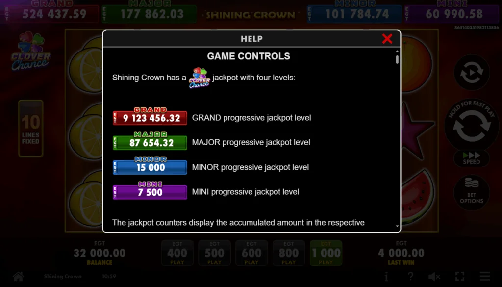 Shining Crown slot features and rtp