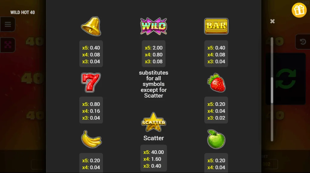 how to play Wild Hot 40 slot game