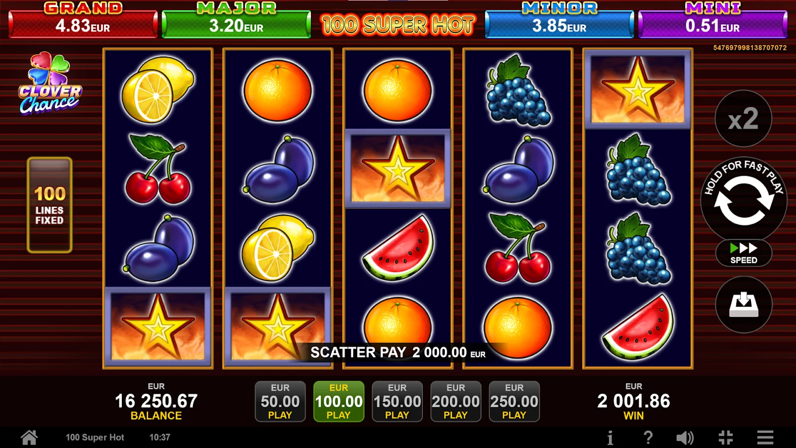 100 Super Hot slot game screenshot