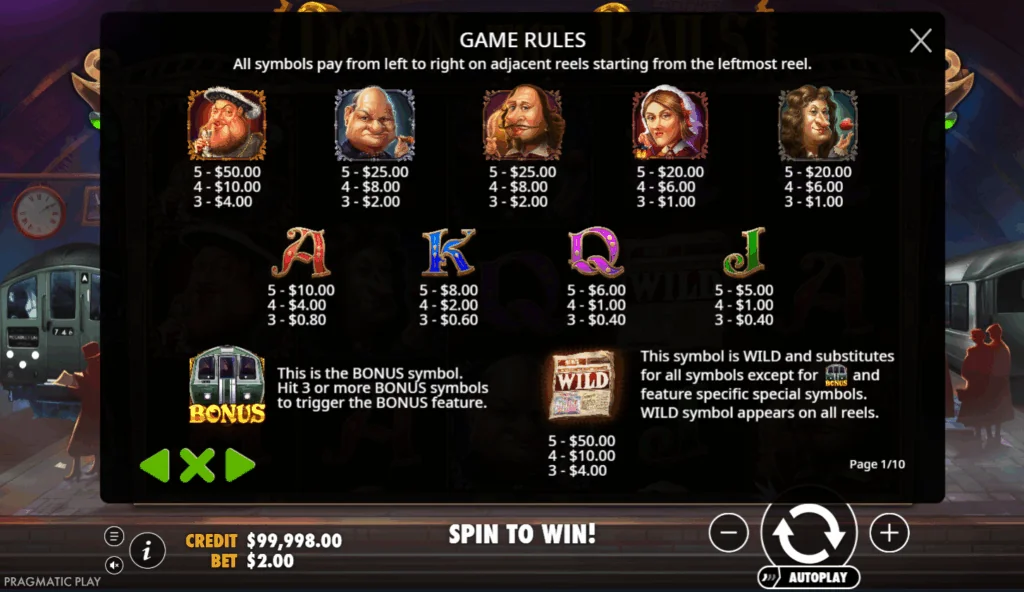 how to play Down the Rails slot game