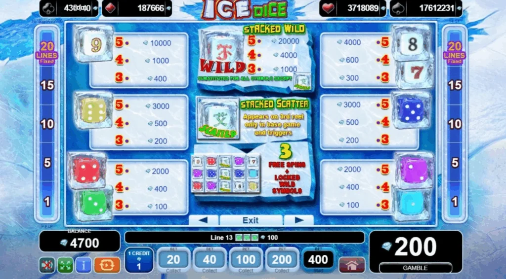 how to play Ice Dice slot game