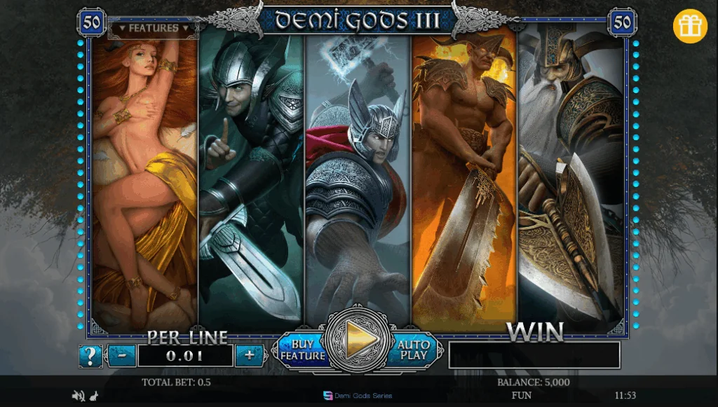 Demi Gods III slot features and rtp