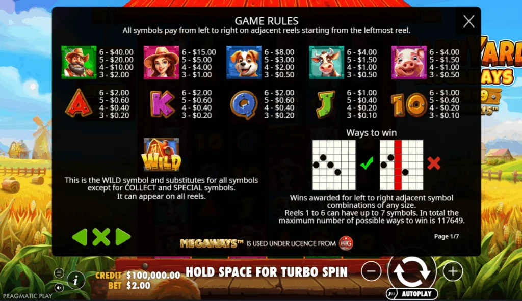 how to play Barnyard Megahays Megaways slot game