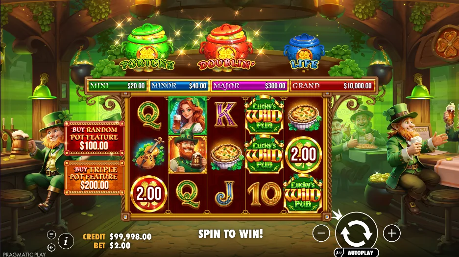 Lucky’s Wild Pub slot game screenshot