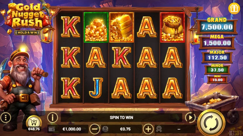 Gold Nugget Rush – Hold & Win slot game screenshot