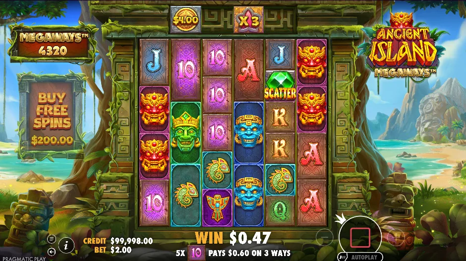 Ancient Island Megaways demo gameplay how to play