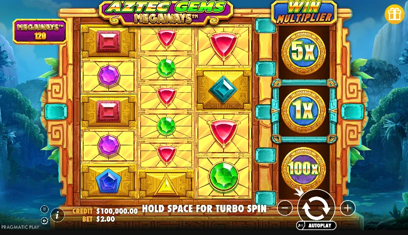 Aztec Gems Megaways slot game screenshot