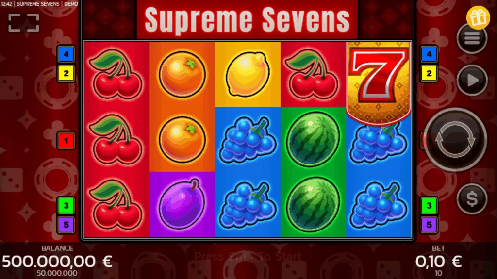 Supreme Sevens slot game screenshot