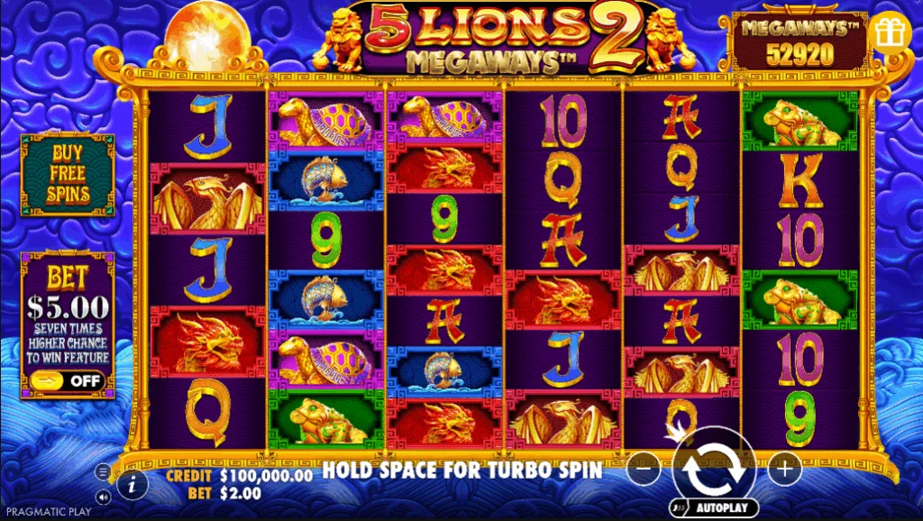 5 Lions Megaways 2 demo gameplay