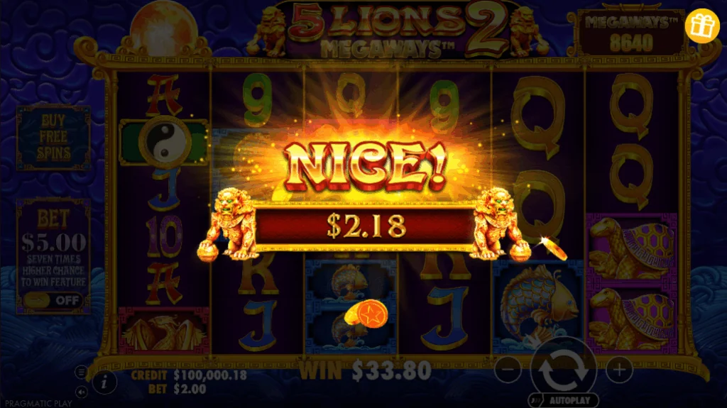 5 Lions Megaways 2 slot features and rtp
