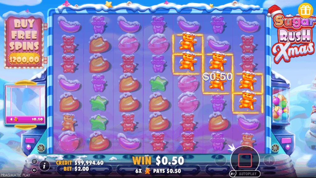 Sugar Rush Xmas slot features and rtp