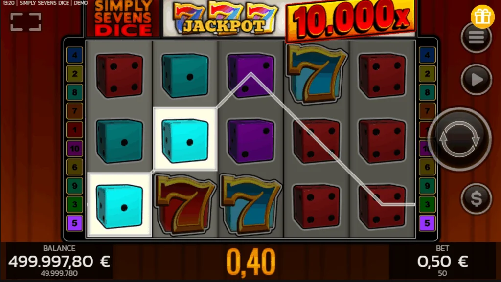 Simply Sevens Dice slot features and rtp