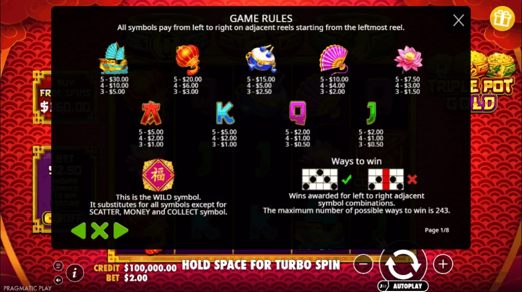how to play Triple Pot Gold slot game