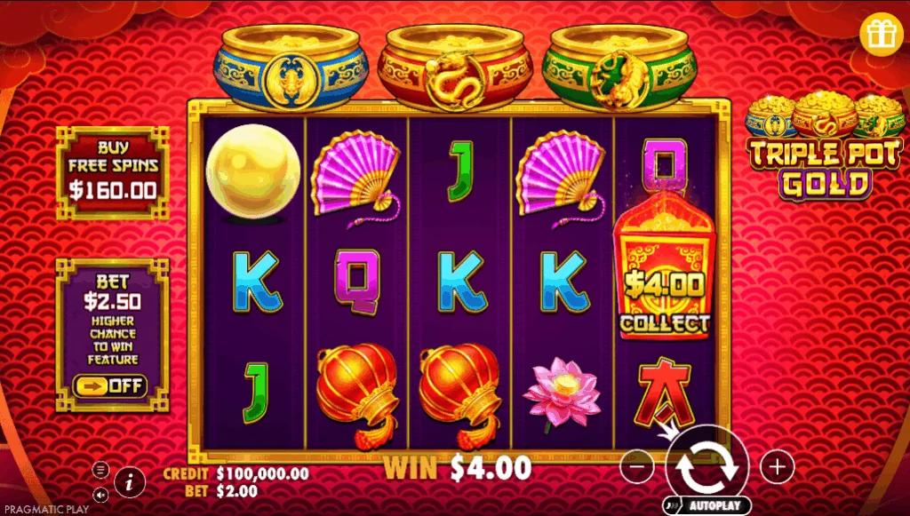 Triple Pot Gold slot features and rtp