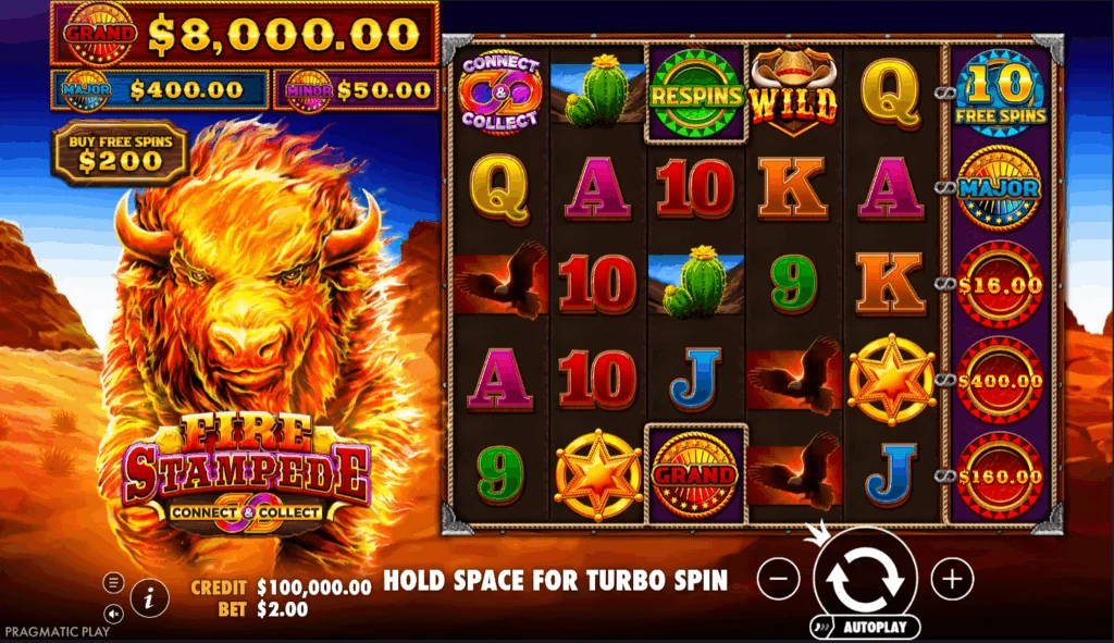 Fire Stampede slot game screenshot