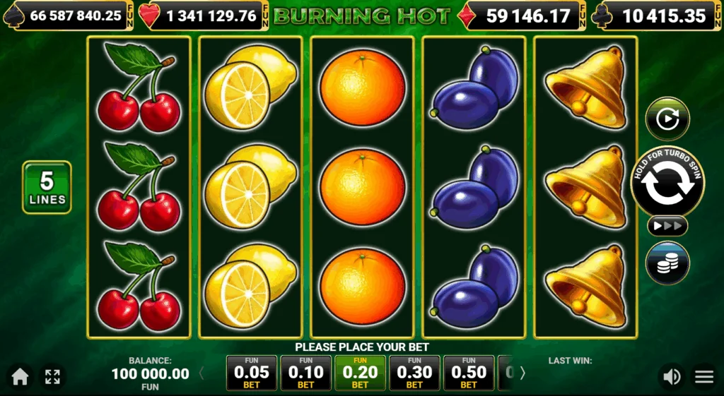 Burning Hot slot game screenshot