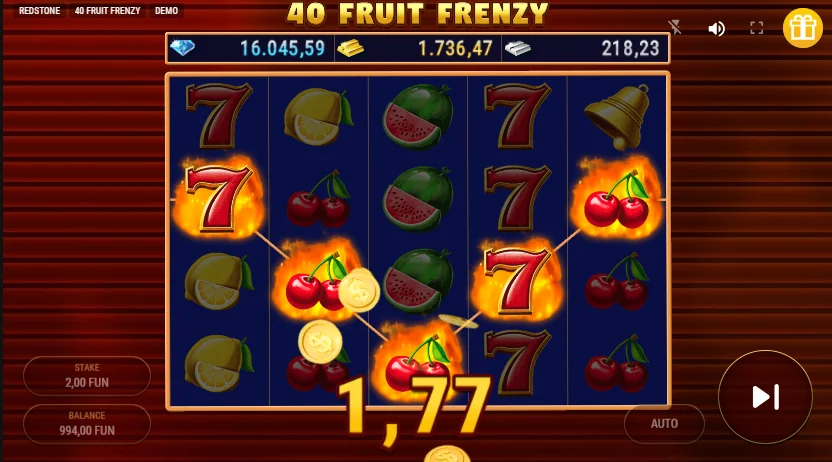 40 Fruit Frenzy demo gameplay how to play