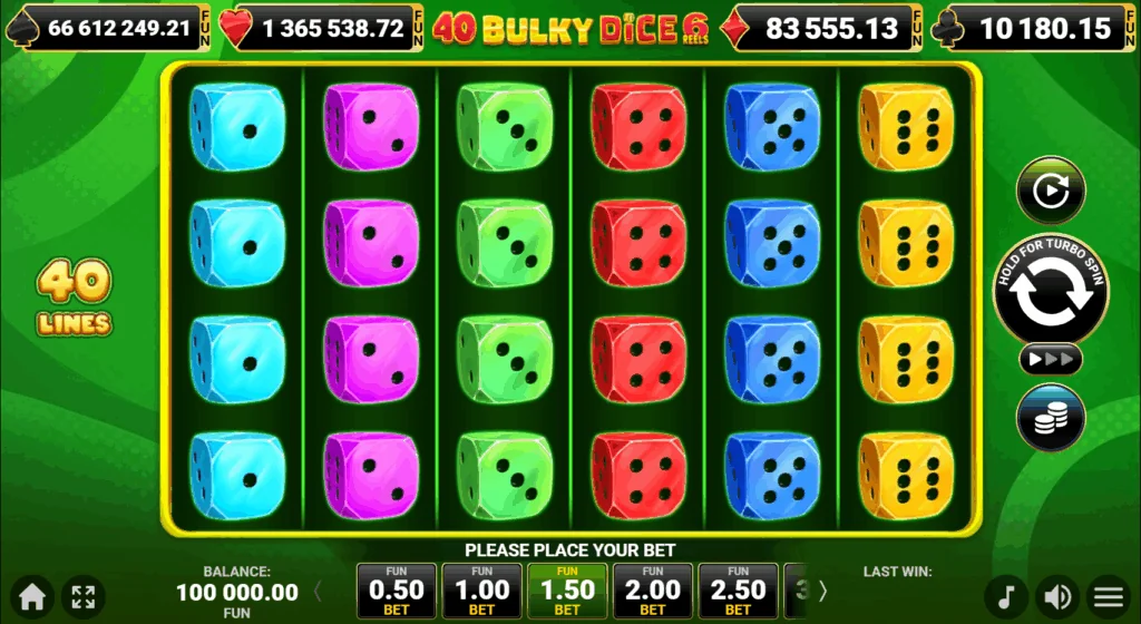 40 Bulky Dice 6 reels slot game screenshot