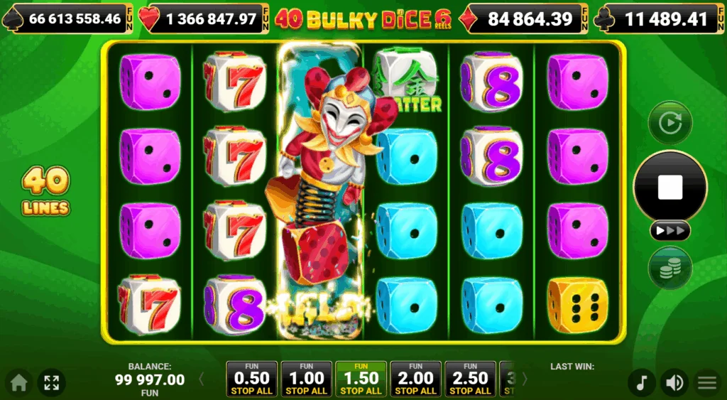 40 Bulky Dice 6 reels demo gameplay how to play