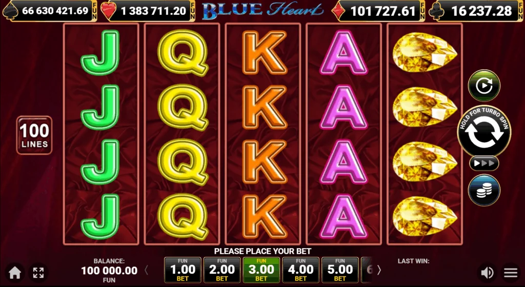 Blue Heart slot game screenshot