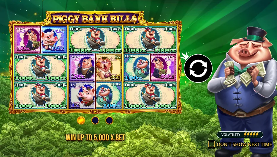 Piggy Bank Bills slot game screenshot