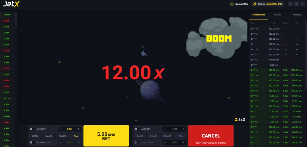 JetX slot game screenshot