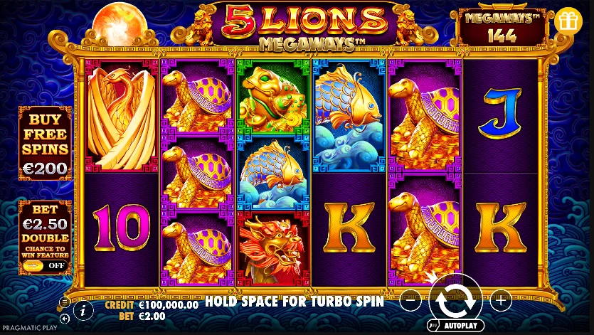 5 Lions Megaways slot game screenshot