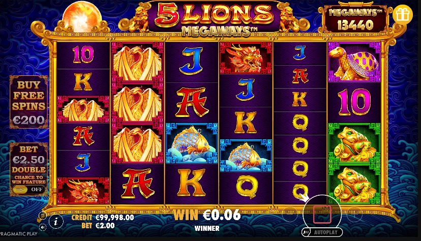 5 Lions Megaways demo gameplay